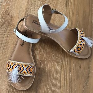 NIB White sandals with beading sz 8